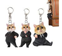 Adorno para coche con diseño de gato con diseño de gato en traje de coche, para espejo retrovisor, divertido colgante para el interior del coche