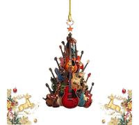 Adorno para el árbol de Navidad «Rockin' Around The Guitar», Adornos Musicales de Madera para Navidad, Adorno Musical en Forma de Guitarra, Regalo para los Amantes de la música (1pcs)