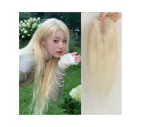 Adorno para el cabello para mujer Adornos de pelo liso for mujeres, adorno de cabello humano real de 12 pulgadas, rubio claro, postizos con base de encaje de 3,5 "× 4", adornos de pelo Remy con clip A
