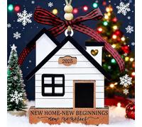 Adorno para el hogar 2025, regalos de inauguración de la casa, ideas de regalo para propietarios, parejas, hombres, mujeres, adorno de madera para la primera casa, nuestro primer recuerdo de Navidad
