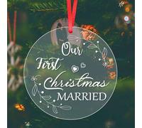 Adorno para el Primer Matrimonio de Navidad, Regalos de Compromiso para Parejas Decoración Colgante Transparente para el Se?or y la Se?Ora Recién Casados(Estilo 1)