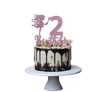 Adorno para tarta de cumpleaños de 2ª niña, para decoración de dulce bebé, con texto en inglés "Hello Cheers to 2 year", hecho a mano (oro rosa)