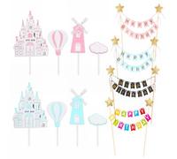 Adorno para Tarta de Feliz Cumpleaños,12 Piezas "Happy Birthday" Decoración para Tarta,DIY Tarta Cumpleaños Decoración,Banderines de Happy Birthday,Reutilizable,para Fiestas,Bodas,Baby Shower