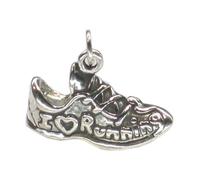 Adorno para zapatos de plata de ley 2D de I Love Running .925 x 1 Dijes Runners