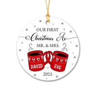 Adorno personalizado con texto en inglés "Our First Christmas As Mr & Mrs", 2025, con nombres personalizados y adorno de año para el señor y la señora recién casada, adorno de primera Navidad como Mr