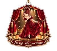 Adorno personalizado de niña de teatro, actriz con nombre personalizado, Just a Girl Who Loves Theatre, regalo de teatro musical para adolescentes, adorno de estudiante de drama