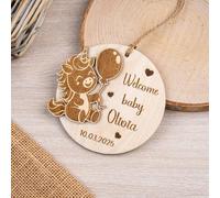 Adorno personalizado de unicornio para bebé con nombre y fecha personalizados, recuerdo de recién nacido de madera de arce de 10 cm, decoración de guardería, revelación de nacimiento, accesorio para