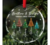 Adorno personalizado para hermanos y hermanas, adorno de Navidad personalizado para hermanos, recuerdo de árbol de nombre familiar, regalo de Navidad para hermanos y hermanas para siempre unidos