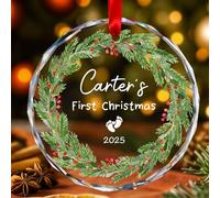 Adorno personalizado para la primera Navidad 2025 - Adornos personalizados de mi primera Navidad para bebé, niña, niño, recién nacido, regalos de recuerdo, adornos de cristal para bebé