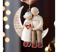 Adorno personalizado para pareja vieja 2025 - From Our First Kiss Till Our Last Breath, adornos personalizados para parejas con nombre y año, adorno colgante para árbol de Navidad, regalos de