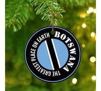 Adorno redondo de cerámica para árbol de Navidad, diseño de bandera del estado de Botswana con texto en inglés "The Greatest Place on Earth"
