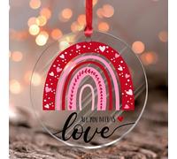 Adorno redondo de corazón rojo con texto en inglés «All You Need Is Love», para San Valentín, para el día de San Valentín, acrílico, para Navidad, regalo hecho a mano para madres, padres y amantes