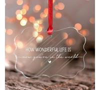 Adorno redondo religioso con texto en inglés «How Wonderful Life Is Now You're in The World», versículos de la Biblia, recuerdo inspirador, cita motivacional, regalo de Navidad de acrílico para