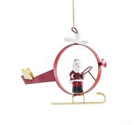 Adorno retro de avión de hierro de 14 cm, decoración colgante para árbol de | Diseño de avión de dibujos animados, construcción de hierro resistente, colgante ligero, estilo festivo para el hogar