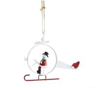 Adorno retro de avión de hierro de 14 cm, decoración colgante para árbol de | Diseño de avión de dibujos animados, construcción de hierro resistente, colgante ligero, estilo festivo para el hogar