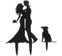 Adorno Romántico para Tarta de Boda con Perro, Hierro Negro