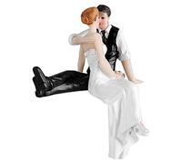 Adorno romántico para tarta de fiesta de boda, abrazo sentado lateral, figura de resina para novia y novio, decoración para tarta, figuras de pareja de boda, decoraciones