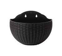 Adorno semicircular para maceta de pared | Macetero de pared de imitación de ratán para potos, orquídeas, begonias, impatiens, petunias, patio, porche, balcón