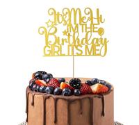 Adorno Tarta Cumpleaños Niña, Dorado It's Me I'm The Birthday Girl Adorno Tarta Cumpleaños Adorno Purpurina Tarta Cumpleaños Decoraciones para Fiesta de Cumpleaños de Niña