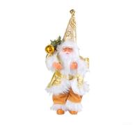 Adorno tradicional de Papá Noel con gesto de abrazo, construcción de plástico y tela para árbol de vacaciones y decoración de interiores (dorado)