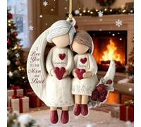 Adornos acrílicos personalizados con texto en inglés "I love you to the moon and grandchild Moon Loves" con nombre, regalos de recuerdo de vacaciones personalizados para papá