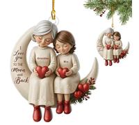 Adornos acrílicos personalizados para abuela y nieta, con texto en inglés "I You to Ornament, Love Back Christmasa and Moon"