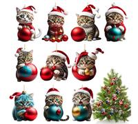 Adornos árbol Navidad Gatos, 10pcs Colgante Navidad Gato, Decoracion Navidad Gatos, árbol Navidad Gatos, Adecuado para Colgantes de Decoración de árboles de Navidad