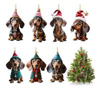 Adornos Arbol Navidad Perros, 7pcs Adornos Arbol Navidad Perro Salchicha, Decoracion Arbol Navidad Perro, Adecuado para Colgantes de Decoración de árboles de Navidad