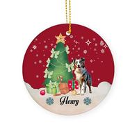 Adornos Arbol Navideños Perros Pastores Australianos Merle Adorno Navideño De Cerámica con Cordón Decoración para Árbol De Navidad 7.3 Cm
