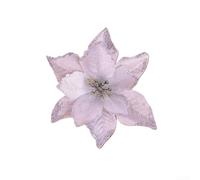 Adornos artificiales para árbol de Navidad con purpurina de 15 cm, flores de tela no tejida para decoración del hogar, guirnalda y decoración de corona, disponible en oro, 5 piezas plateadas