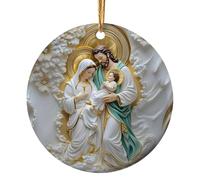 Adornos católicos, Adornos navideños cristianos,Decoraciones navideñas católicas redondas acrílicas impresas en | Decoración navideña de acrílico religioso de 4 pulgadas, colgante de bautismo