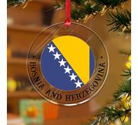 Adornos colgantes de Bosnia y Herzegovina con banderas de África y Europa, recuerdos rústicos, discos acrílicos transparentes, bandera de regalo, recuerdo de colores vivos para decoración de árbol de