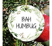 Adornos Colgantes De Cerámica Corona Conmemorativa De Bah Humbug Navidad De Cerámicas Clásica Adornos Colgantes De Navidads Estético Decoración Navideña para Fiestas Regalo Vacaciones 7.3CM