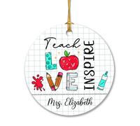 Adornos Colgantes De Cerámica Enseñar, Amar, Inspirar Adorno De Cerámica Ideal Colgantes De Navidad Estético Dornos Navideños para Niños Vacaciones Regalo