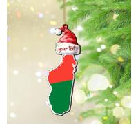 Adornos colgantes de Madagascar, diseño de mapa del estado, adornos de Navidad, recuerdo de árbol de Navidad, elegante adorno acrílico para vecinos amigos