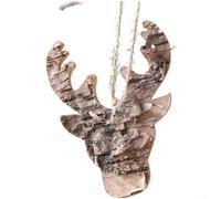 Adornos colgantes de madera con forma de corazón, estrella, mariposa, adecuados para decoraciones de árbol de Navidad y fondos festivos que muestran textura de madera natural (F)