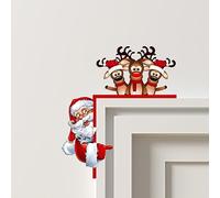 Adornos colgantes de Navidad, 1 pieza de Papá Noel, decoración de esquina de puerta de Navidad, costuras para el hogar, divertidos en mi puerta, película en mi esquina (A, talla única)