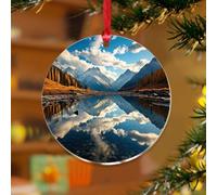 Adornos colgantes del parque nacional glaciar, montaña, lago, naturaleza, paisaje, imagen, elegante, recuerdo, discos acrílicos transparentes, pósteres de aventura, colgantes para decoración de árbol