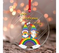 Adornos colgantes LGBTQ Love Always Wins para desfile del orgullo gay lesbiano, gnomo arcoíris, adorno redondo de recuerdo, LGBT, bisexual, transgénero, asexual, acrílico, Navidad, regalos para