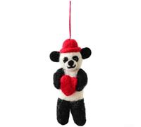 Adornos colgantes para árbol de Navidad hechos a mano de fieltro de lana con diseños festivos y construcción ligera (Panda)