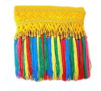 Adornos con Flecos, Adorno de Borla con Flecos, 2 Yardas, 25 cm de Ancho, poliéster arcoíris, Adorno de Borla con Flecos Latinos, Adorno de Borla de Encaje