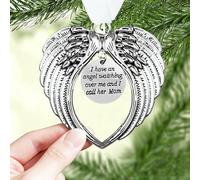 Adornos conmemorativos de Navidad, alas de ángel, I Have a Angel Watching Over Me I Call Her Mom in Memory of Loss Loved One in Heaven, regalo para árbol de Navidad, regalo de condolencias (mamá)