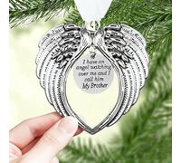 Adornos conmemorativos de Navidad, alas de ángel, I Have a Angel Watching Over Me I Call Him Brother in Memory of Loss Loved One in Heaven, regalo para árbol de Navidad, colgante de condolencias