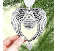Adornos conmemorativos de Navidad con alas de ángel para amado en el cielo, regalos de condolencias - I Have a Angel Watching Over Me I Call - A Piece of My Heart Is in Heaven Decoración colgante para