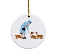 Adornos conmemorativos de Navidad de reina y corgi, broche 2022 con su majestad reina Isabel II decoración de recuerdo de árbol de Navidad regalo de duelo