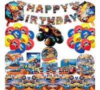 Adornos Cumpleaño Car,108 Piezas De Car Conjunto Decoración De Cumpleaños,Decoración De La Fiesta De Cars,Geburtstag Party Cars Mantel, Platos De Papel Etc Fiesta De Cumpleaños