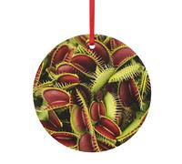 Adornos de aluminio con estampado de plantas carnívoras, adornos festivos, bolas colgantes de doble cara para decoración navideña multiescena