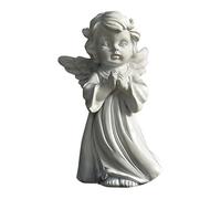 Adornos de ángel, estatua de escritorio, figura de niña, figura de bebé, figura pequeña, querubín, figura de jardín, escultura de niña, resina infantil, color blanco antiguo, Udq251 (B, 13.00)