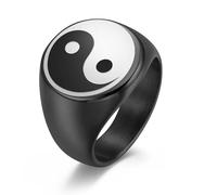 Adornos de Anillo, Anillo con símbolo de Tai Chi Yin Yang Estilo Chino Anillo de Dedo con Sello de Acero Inoxidable para Hombres Joyería Punk Rock Regalo de Boda