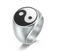 Adornos de Anillo, Anillo con símbolo de Tai Chi Yin Yang Estilo Chino Anillo de Dedo con Sello de Acero Inoxidable para Hombres Joyería Punk Rock Regalo de Boda
